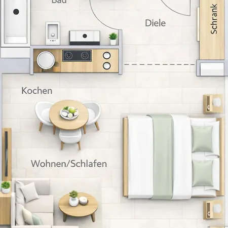 Meos 3 -zentrum-hofblick-gym-netflix Apartment